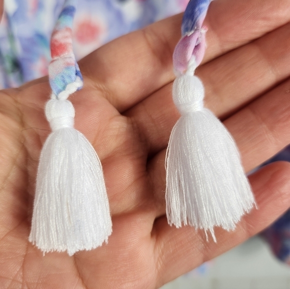 Show Me Your MuMu Kylie Floral Lace-Up Boho Flowy Vacation Mini Dress XS (0-2) - Picture 9 of 14